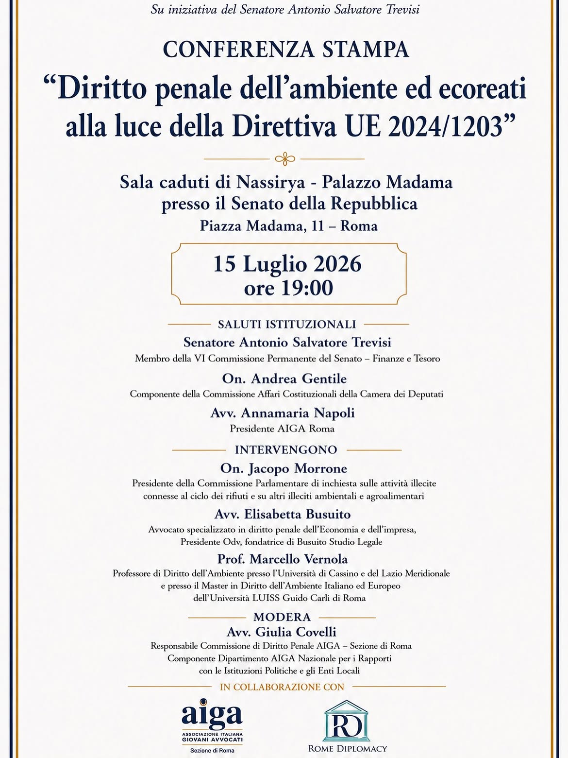 Elisabetta Busuito al Senato per un confronto su diritto penale dell’ambiente e ecoreati